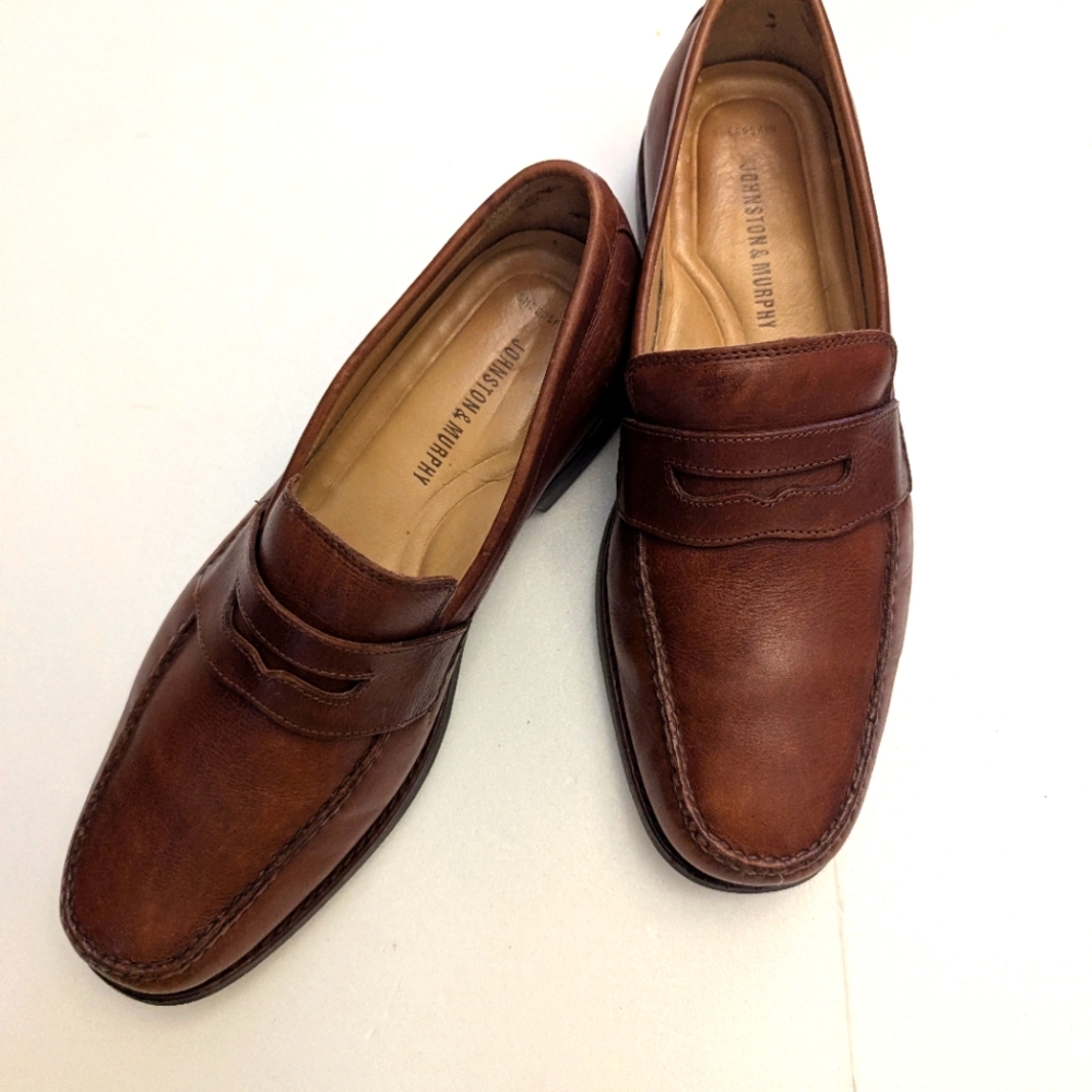 Johnston & Murphy Chestnut Leather Slip-Ons